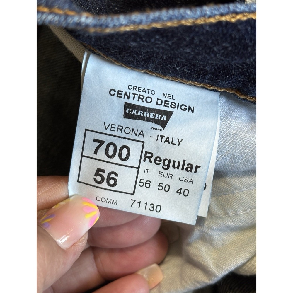 Carrera Jeans 700 Dark Wash Denim Bermuda Shorts Mid Rise Size 40 Hand Painted - Picture 8 of 11